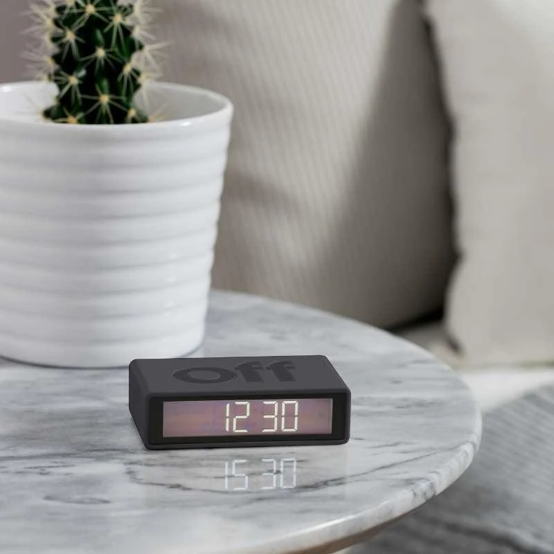 Lexon Flip Classic Alarm Clock In Dark Grey 5 Lexon Flip Classic Alarm Clock In Dark Grey - Image 3