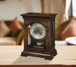 Howard Miller Emporia Mantel Clock,Key-Wound, Single-Chime Movement(Howard Miller Emporia Mantel Clock 630266) -Smiggle Decor Store Emporia Traditional Analog Cherry Solid Wood Kieninger Tabletop Clock in Cherry Borbeaux
