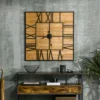 HOMCOM 36 Inch Large Wall Clock, Square Silent Non Ticking Metal Wood Farmhouse Roman Numeral Clocks Decor, Battery Operated, Black And Natural -Smiggle Decor Store GUEST 05714575 2b14 45d7 8ebe 87752e84f233