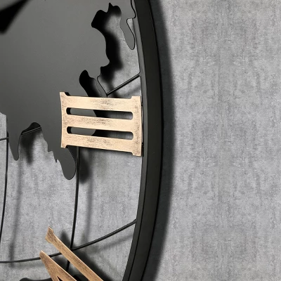 GlasFlength Wall Clocks Decorative World Map Modern Silent Vintage Arabic Numeral Elegant Design For Multiple Rooms, Black, 35.5"*35.5"*35.5" 4 GlasFlength Wall Clocks Decorative World Map Modern Silent Vintage Arabic Numeral Elegant Design For Multiple Rooms, Black, 35.5"*35.5"*35.5" - Image 2