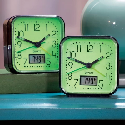 Collections Etc Glow In The Dark Alarm Clocks - 2 Pc Green 3 Collections Etc Glow In The Dark Alarm Clocks - 2 Pc Green