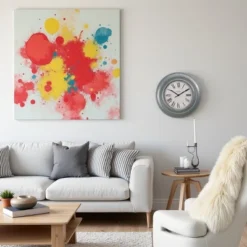 FURNIinspire Wall Clocks 30inch Modern Round Wall Clock Decorative Living Room Vintage Wall Decor For Bedroom, Metal Frame, Blue, 30"*30"*2" -Smiggle Decor Store GUEST 2bf0d298 a901 4003 9370 a7a3dd9f127b