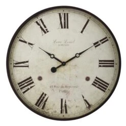 FURNIinspire Wall Clocks 20" Round Antique Roman Numeral Timepiece Decorative Living Room Hanging Clock, Home Decor, Brown, 20"*20"*1.75"