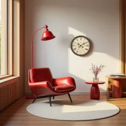 FURNIinspire Wall Clocks Round Living Room Roman Numeral Clock Decorative Hanging Clock Vintage Timepiece Home Decor, Brown, 20"*20"*2"