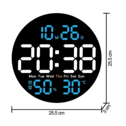None Digital Wall Clock, 10'' Round Wall Clocks Time Date Week Temperature Humidity Display Electronic Clock Modern Clock Decorative -Smiggle Decor Store GUEST 3bd614b3 333c 4502 84db 0b22efc68260