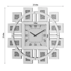 GlasFlength Wall Clocks Mirrored Timepiece Contemporary Decor Accent Piece Simple Elegant Design For Living Room, Silver, 23.6"*23.6"*1.5" -Smiggle Decor Store GUEST 3d39bac6 3f1a 4524 92e2 f43e697c68dd