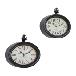 Set Of 2 Metal Pocket Watch Style Wall Clocks Cream - Olivia & May: Vintage-Inspired, Oval, Indoor Hanging Timepieces -Smiggle Decor Store GUEST 42906be4 35c1 46bc b705 66f8558187b9