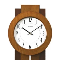 Bulova Clocks C3383 Avent 23 Inch 2 Tone Walnut And Mahogany Pendulum Wall Clock