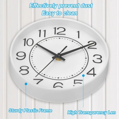 Unique Bargains Decorative Quartz Battery Operated Silent Non-Ticking Round Wall Clocks 8" 4 Unique Bargains Decorative Quartz Battery Operated Silent Non-Ticking Round Wall Clocks 8" - Image 2