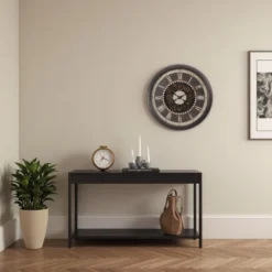 FURNIinspire Wall Clocks 24inch Living Room Wall Clock Decorative Hanging Clock Timepiece Vintage Wall Decor For Bedroom, Brown, 22.75"*22.75"*3" -Smiggle Decor Store GUEST 4efd2b71 d62a 477a a357 e986c4b17d82