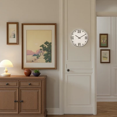 FURNIinspire Wall Clocks 20inch Round Roman Numeral Hanging Clock Modern Decorative Timepiece Bedroom Home Wall Decor, White, 20"*20"*1.75" 5 FURNIinspire Wall Clocks 20inch Round Roman Numeral Hanging Clock Modern Decorative Timepiece Bedroom Home Wall Decor, White, 20"*20"*1.75" - Image 3