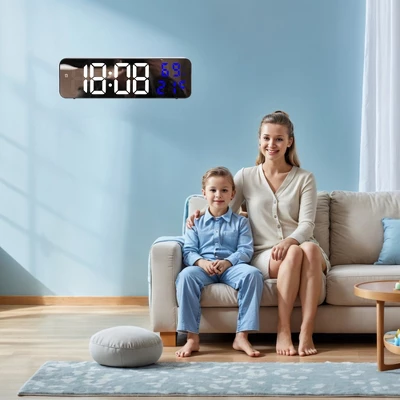 REGALWOVEN 2 Pcs Digital Plastic Temperature Display Large Silent Non-Ticking Wall Clocks 4 REGALWOVEN 2 Pcs Digital Plastic Temperature Display Large Silent Non-Ticking Wall Clocks - Image 2