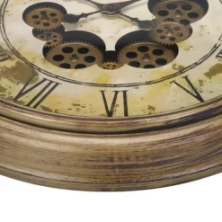 FURNIinspire Wall Clocks 24inch Timepiece Living Room Wall Clock Decorative Hanging Clock Vintage Wall Decor For Bedroom, Brown, 22.75"*22.75"*3" -Smiggle Decor Store GUEST 610d584c 5d1b 4de6 a8e6 1460ea354638