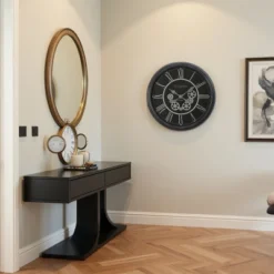 FURNIinspire Wall Clocks 24inch Living Room Wall Clock Decorative Hanging Clock Timepiece Vintage Wall Decor For Bedroom, Black, 22.75"*22.75"*3" -Smiggle Decor Store GUEST 6b112a11 fcf3 4698 9b96 d198bfe40233