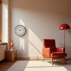 FURNIinspire Wall Clocks 30inch Modern Round Wall Clock Decorative Living Room Vintage Wall Decor, Large Oversize, Brown, 30"*30"*2.25"