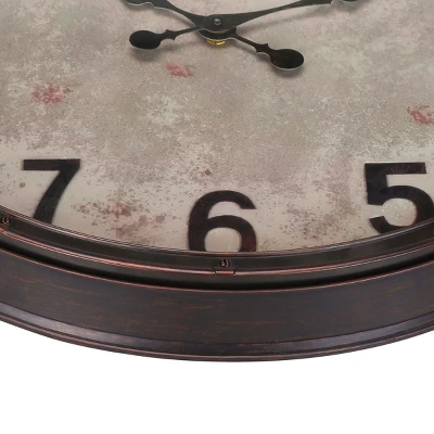 FURNIinspire Wall Clocks Round Decorative Wall Clock Living Room Hanging Clock Modern Timepiece Home Wall Decor, Brown, 20"*20"*2" 6 FURNIinspire Wall Clocks Round Decorative Wall Clock Living Room Hanging Clock Modern Timepiece Home Wall Decor, Brown, 20"*20"*2" - Image 4