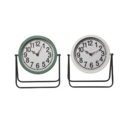 Transpac Set Of 2 Metal Table Clocks Everyday Home Decorations Iron Design