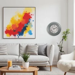 FURNIinspire Wall Clocks 30inch Modern Round Wall Clock Decorative Living Room Vintage Wall Decor For Bedroom, Metal Frame, Blue, 30"*30"*2" -Smiggle Decor Store GUEST 8392587a d5ed 4b80 b16e a48c47ac2c2f