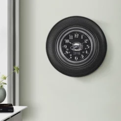 GlasFlength Wall Clocks Non Ticking Clock Digital Wall Clock Silent Vintage Decorative Wall Clocks For Living Room, Gray, 20"*2"*20"