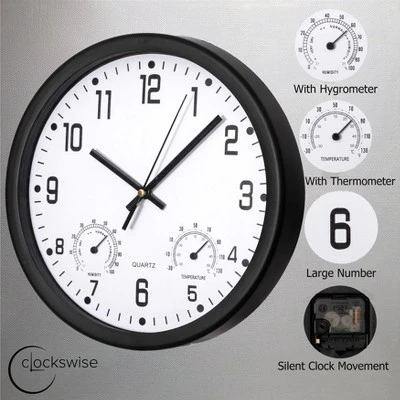 Clockswise Large Outdoor Wall Clock Thermometer Combo, Waterproof Hygrometer Silent Battery Operated Clocks Timepiece Garden Weather Master Station 4 Clockswise Large Outdoor Wall Clock Thermometer Combo, Waterproof Hygrometer Silent Battery Operated Clocks Timepiece Garden Weather Master Station - Image 2