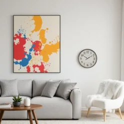 FURNIinspire Wall Clocks 30inch Round Round Wall Clock Decorative Living Room Vintage Wall Decor, Large Oversize, Brown, 30"*30"*2.25"