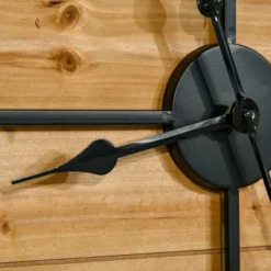 HOMCOM 36 Inch Large Wall Clock, Square Silent Non Ticking Metal Wood Farmhouse Roman Numeral Clocks Decor, Battery Operated, Black And Natural -Smiggle Decor Store GUEST a8d29820 8388 419a 9ec8 1d3128cec95a