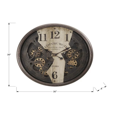 GlasFlength Wall Clocks Non Ticking Clock Digital Wall Clock Silent Vintage Decorative Wall Clocks For Living Room, Brown, 30"*4"*30" 6 GlasFlength Wall Clocks Non Ticking Clock Digital Wall Clock Silent Vintage Decorative Wall Clocks For Living Room, Brown, 30"*4"*30" - Image 4