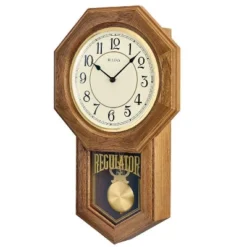 Bulova Clocks Thomaston Wall Quartz Clock, Golden Oak