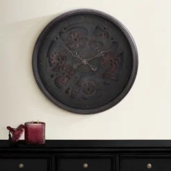 GlasFlength Wall Clocks Non Ticking Clock Digital Wall Clock Silent Vintage Decorative Wall Clocks For Living Room, Black, 30"*4"*30"