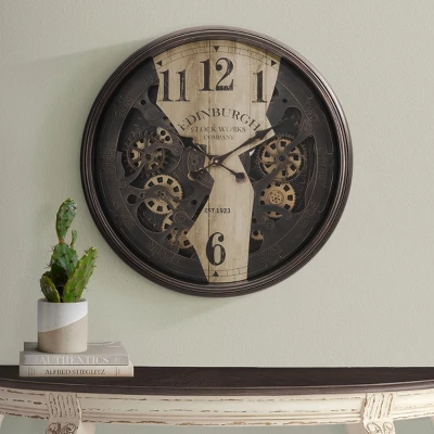 GlasFlength Wall Clocks Non Ticking Clock Digital Wall Clock Silent Vintage Decorative Wall Clocks For Living Room, Brown, 30"*4"*30" 3 GlasFlength Wall Clocks Non Ticking Clock Digital Wall Clock Silent Vintage Decorative Wall Clocks For Living Room, Brown, 30"*4"*30"