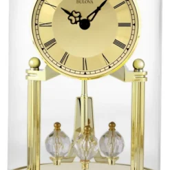 Bulova Clocks Tristan I Oval Dome Clock With Metal Base And Brass Finish, Gold