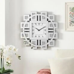 Wall Clock,Mirrored Wall Clock With Faux GemStones Inlay,Roman Numeral Wall Clock,Wall Clocks For Living Room-Cuddlewood -Smiggle Decor Store GUEST ba56734c c795 4ec7 9a28 f56adce0df01