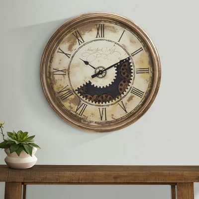 GlasFlength Wall Clocks Non Ticking Clock Digital Wall Clock Silent Vintage Decorative Wall Clocks For Living Room, Gold, 30"*4"*30" 3 GlasFlength Wall Clocks Non Ticking Clock Digital Wall Clock Silent Vintage Decorative Wall Clocks For Living Room, Gold, 30"*4"*30"