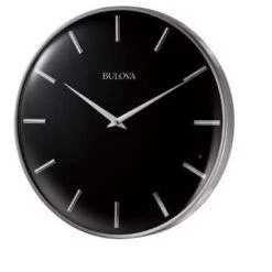 Bulova Clocks Metro Wall Clock, Satin Pewter Finish/Matte Black