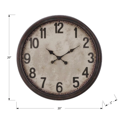 FURNIinspire Wall Clocks Round Decorative Wall Clock Living Room Hanging Clock Modern Timepiece Home Wall Decor, Brown, 20"*20"*2" 4 FURNIinspire Wall Clocks Round Decorative Wall Clock Living Room Hanging Clock Modern Timepiece Home Wall Decor, Brown, 20"*20"*2" - Image 2
