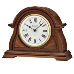 Bulova Clocks Bostonian Lighted Mantel Quartz Clock In Cherry Wood Finish