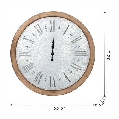 GlasFlength Wall Clocks Wood Frame Contemporary Rustic Elegant Simple Practical Design For Modern Interiors, Brown, 32.3"*1.6"*32.3" 6 GlasFlength Wall Clocks Wood Frame Contemporary Rustic Elegant Simple Practical Design For Modern Interiors, Brown, 32.3"*1.6"*32.3" - Image 4