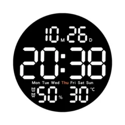None Digital Wall Clock, 10'' Round Wall Clocks Time Date Week Temperature Humidity Display Electronic Clock Modern Clock Decorative -Smiggle Decor Store GUEST df514fe2 839a 4ba1 b3a7 484de1552871