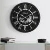 GlasFlength Wall Clocks Non Ticking Clock Digital Wall Clock Silent Vintage Decorative Wall Clocks For Living Room, Black, 30"*3.25"*30"