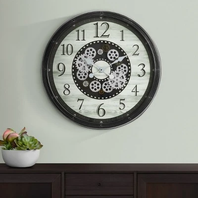 GlasFlength Wall Clocks Non Ticking Clock Digital Wall Clock Silent Simple Decorative Wall Clocks For Living Room, Brown, 30"*3.25"*30" 3 GlasFlength Wall Clocks Non Ticking Clock Digital Wall Clock Silent Simple Decorative Wall Clocks For Living Room, Brown, 30"*3.25"*30"