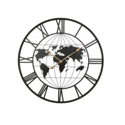 36'' Large Black Metal Wall Clock, Modern Silent World Map Wall Clock With Vintage Numeral,Wall Clocks For Living Room-Cuddlewood -Smiggle Decor Store GUEST eefcb69d 85db 4406 ad9b ffe2f1cf7891