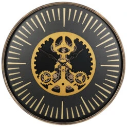 Libra Interiors Palladium Wall Clock With Central Moving Cogs