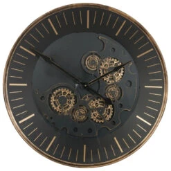 Libra Interiors Palladium Wall Clock With Moving Cogs – Small